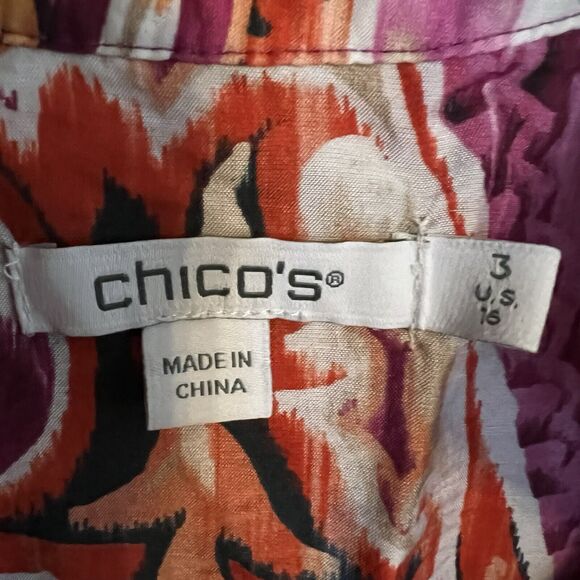 Chicos Tunic Top Womens 16 L (3) 40th Anniversary Beaded Paisley Boho 3/4 Sleeve - Picture 8 of 9